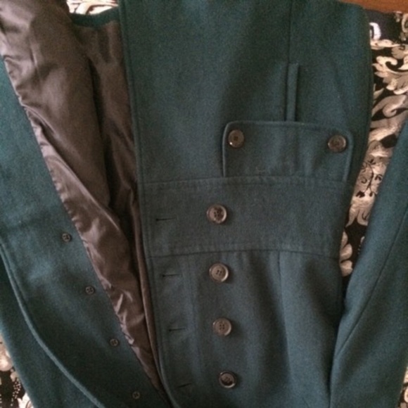 SOLD Emerald Green Wool-Blend Coat, M - Picture 3 of 5
